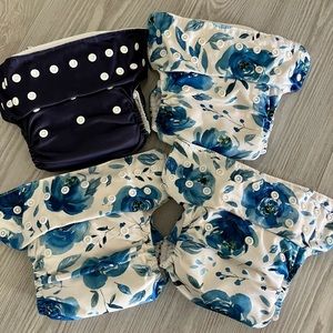 Alva Baby Cloth Diapers Nora’s Nursery Set of Four Pocket Diapers One Size